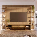 Estante para TV até 85 Polegadas Vidro Reflecta com Prateleiras 100% MDF com Led Lincoln Float 291cm