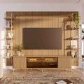 Estante para TV até 85 Polegadas Vidro Reflecta com Prateleiras 100% MDF com Led Neon Float 291cm