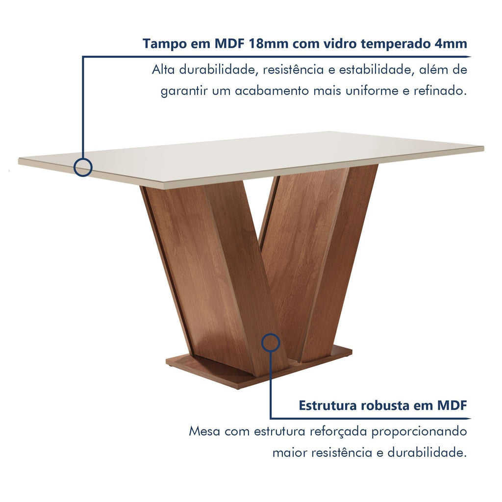 Conjunto Sala de Jantar Yescasa Espanha Mesa Tampo de Vidro 4 Cadeiras