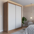 Guarda-Roupa Casal 2 Portas de Correr 4 Gavetas Montclair 186cm Canella com Off-White Fosco