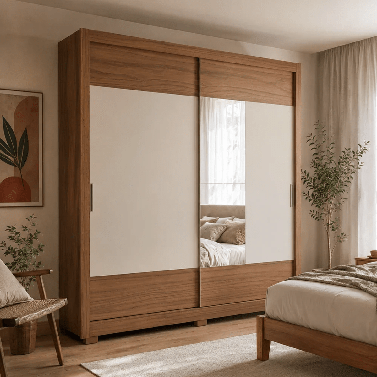 Guarda-Roupa Casal 2 Portas de Correr com Espelho Soho 238cm