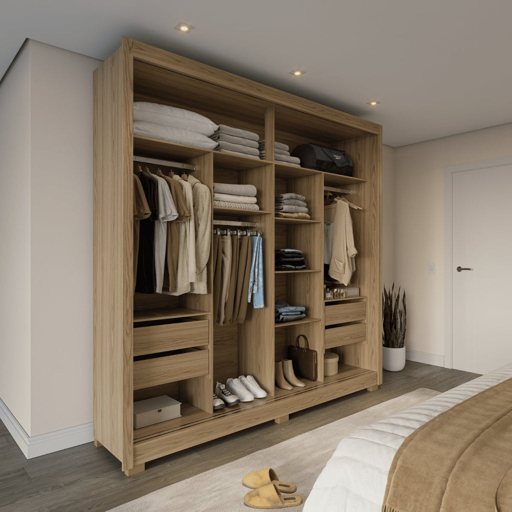 Guarda-Roupa Casal 2 Portas de Correr com Espelho Soho 238cm