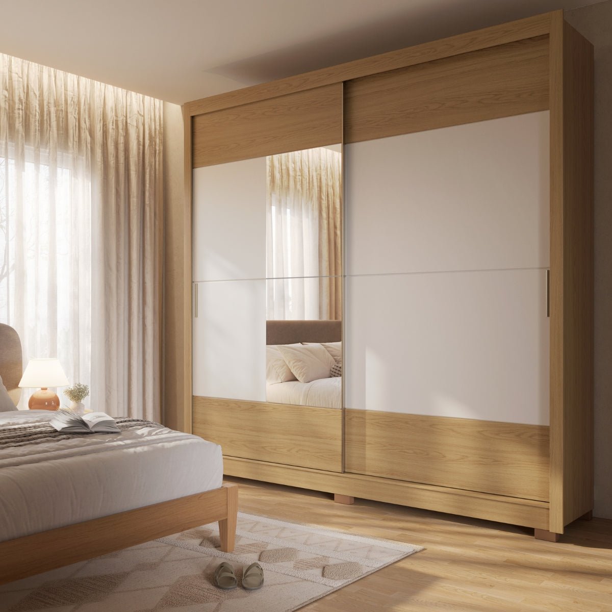 Guarda-Roupa Casal 2 Portas de Correr com Espelho Soho 238cm