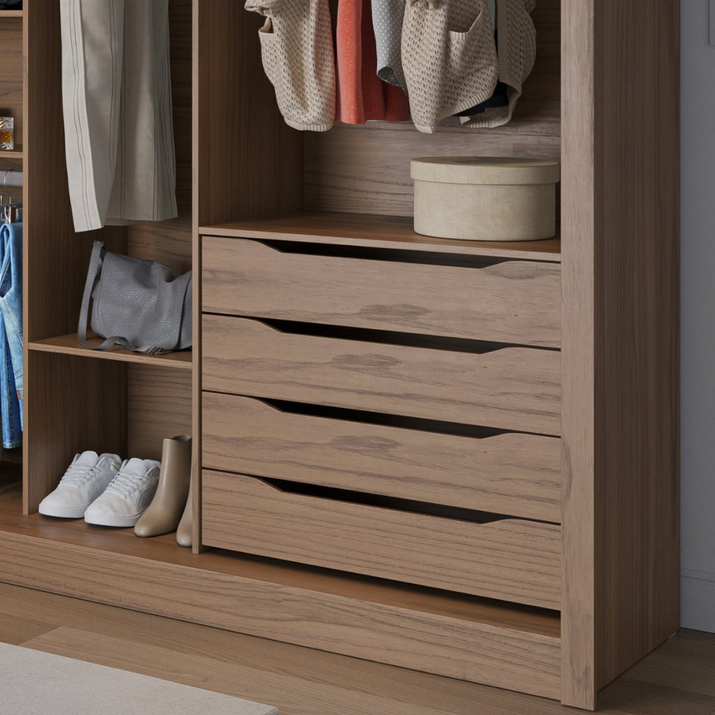 Guarda-Roupa Casal 3 Portas de Correr 8 Gavetas Montclair 275 cm Canella com Off-White Fosco