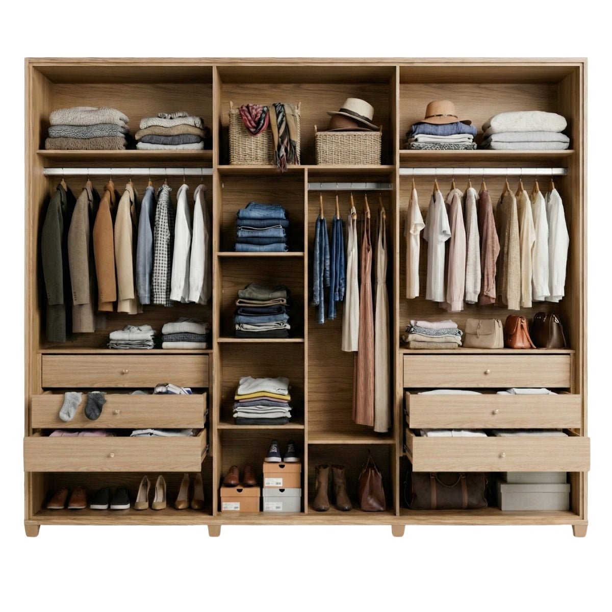 Guarda-Roupa Casal 6 Portas com Espelho 100% MDF Dayton 274cm