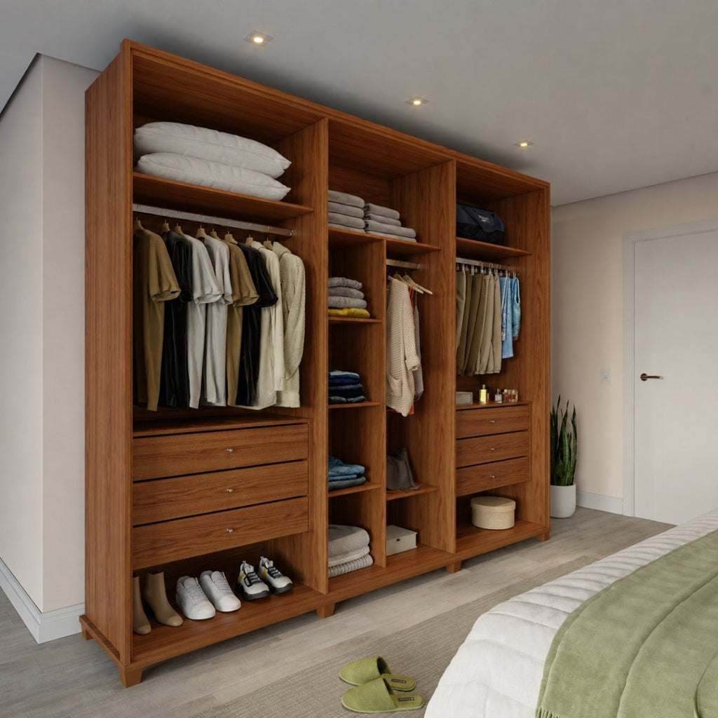 Guarda-Roupa Casal 6 Portas Reflecta com Led 100% MDF Speculum 274cm