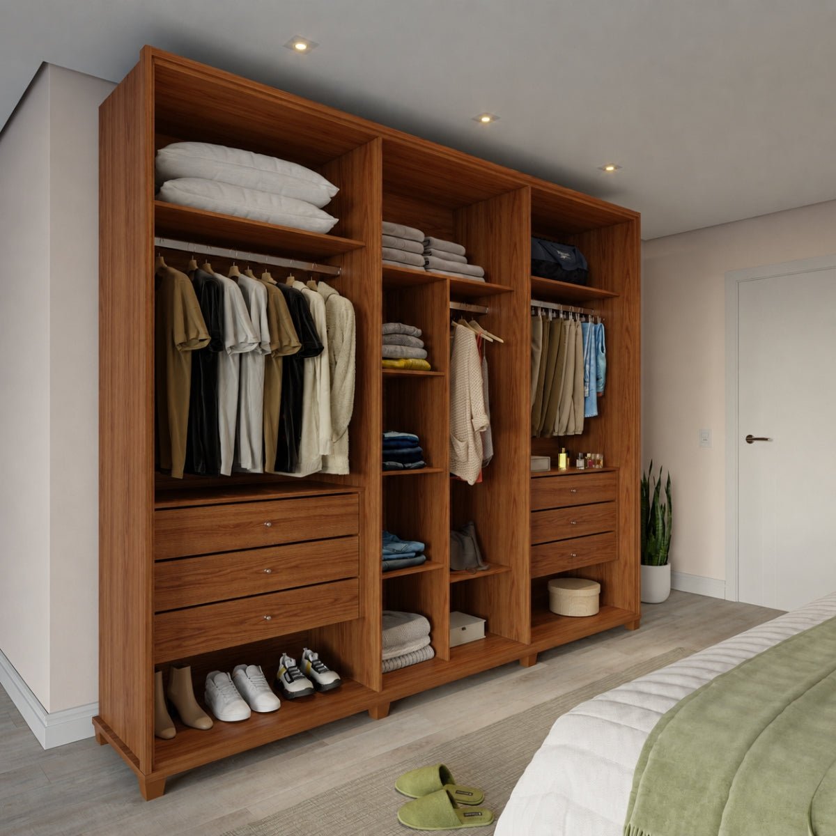 Guarda-Roupa Casal 6 Portas Reflecta com Led 100% MDF Speculum 274cm