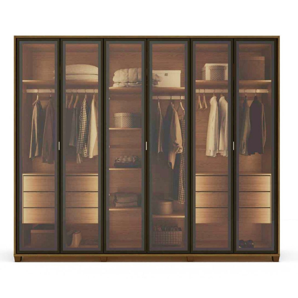 Guarda-Roupa Casal 6 Portas Reflecta com Led 100% MDF Speculum 274cm