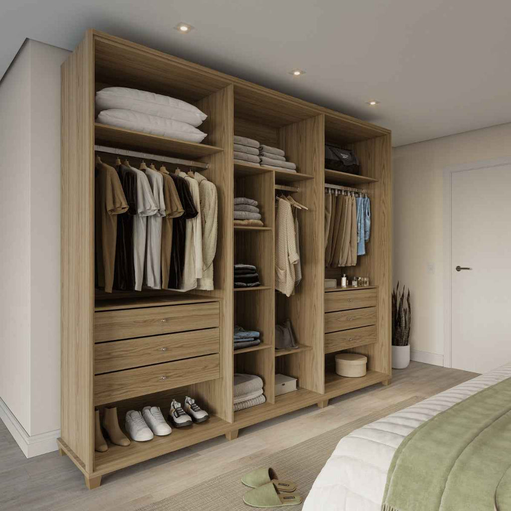 Guarda-Roupa Casal 6 Portas Reflecta com Led 100% MDF Speculum 274cm