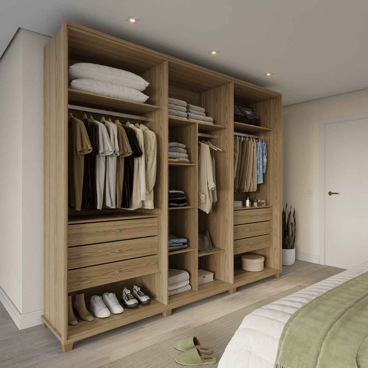 Guarda-Roupa Casal 6 Portas Reflecta com Led 100% MDF Speculum 274cm