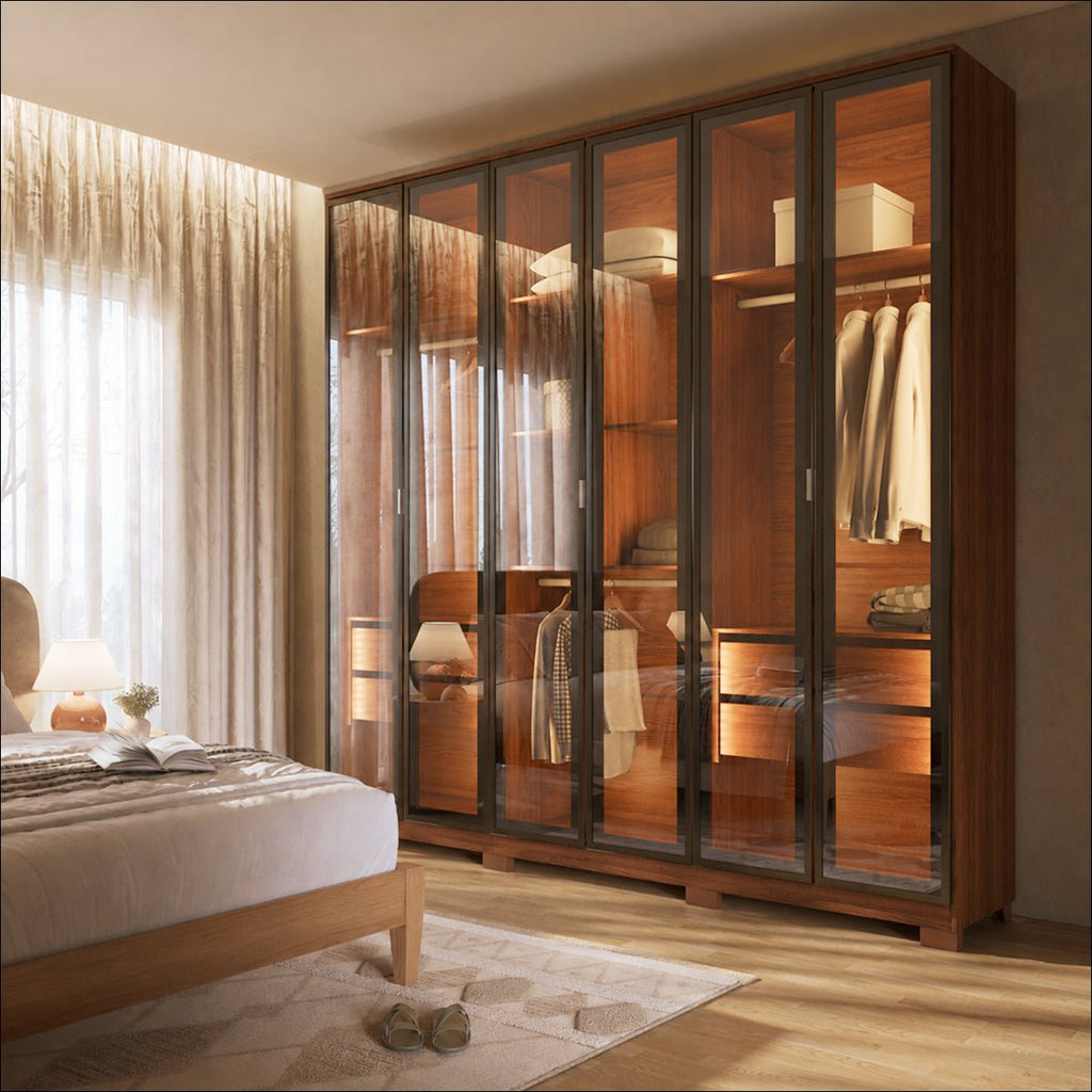 Guarda-Roupa Casal 6 Portas Reflecta Float com Led Lucent 231cm