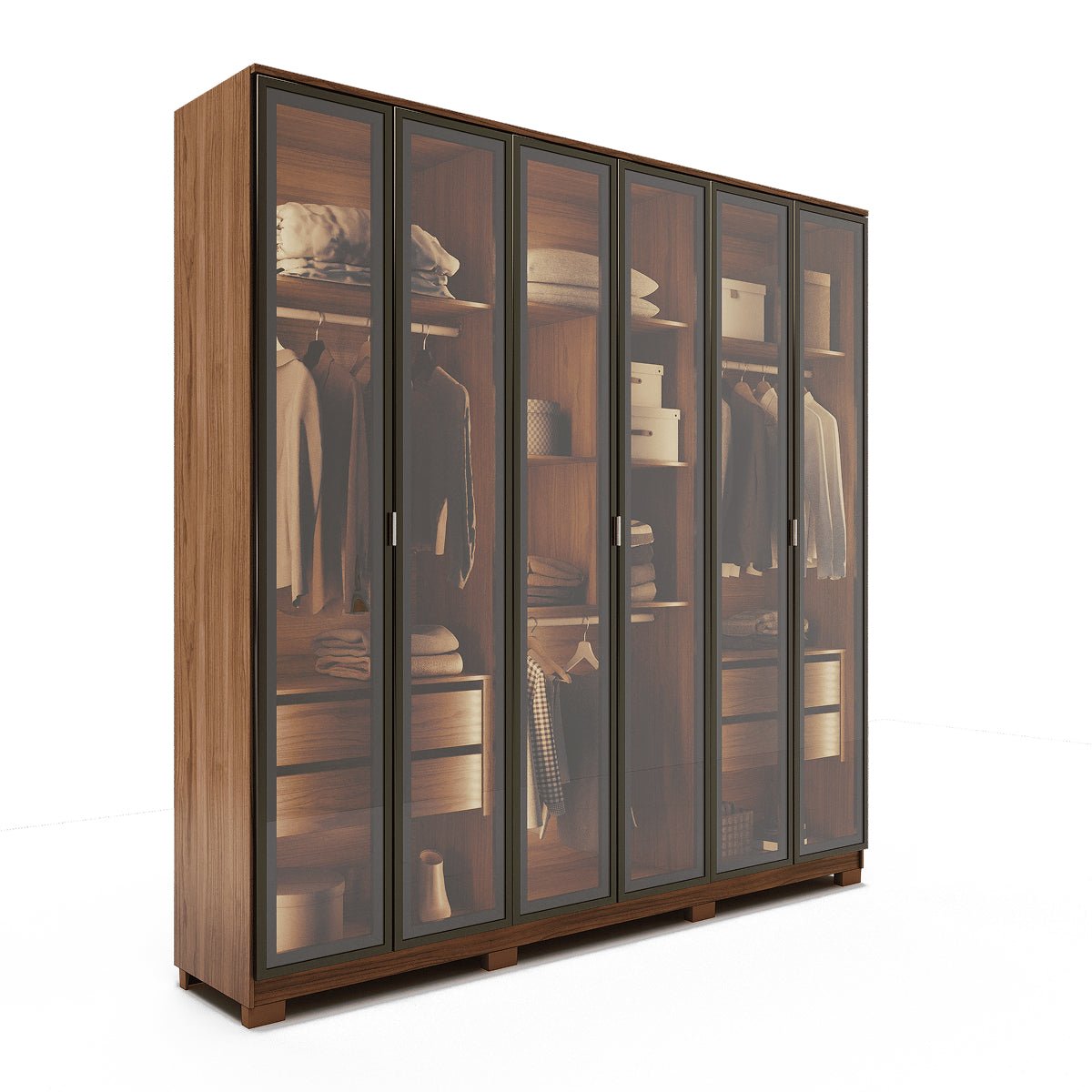 Guarda-Roupa Casal 6 Portas Reflecta Float com Led Lucent 231cm