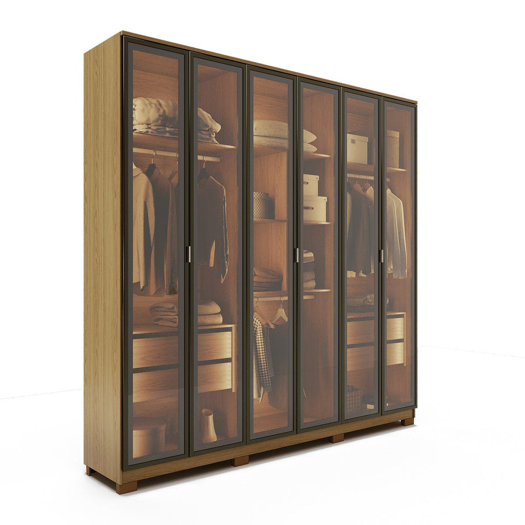 Guarda-Roupa Casal 6 Portas Reflecta Float com Led Lucent 231cm