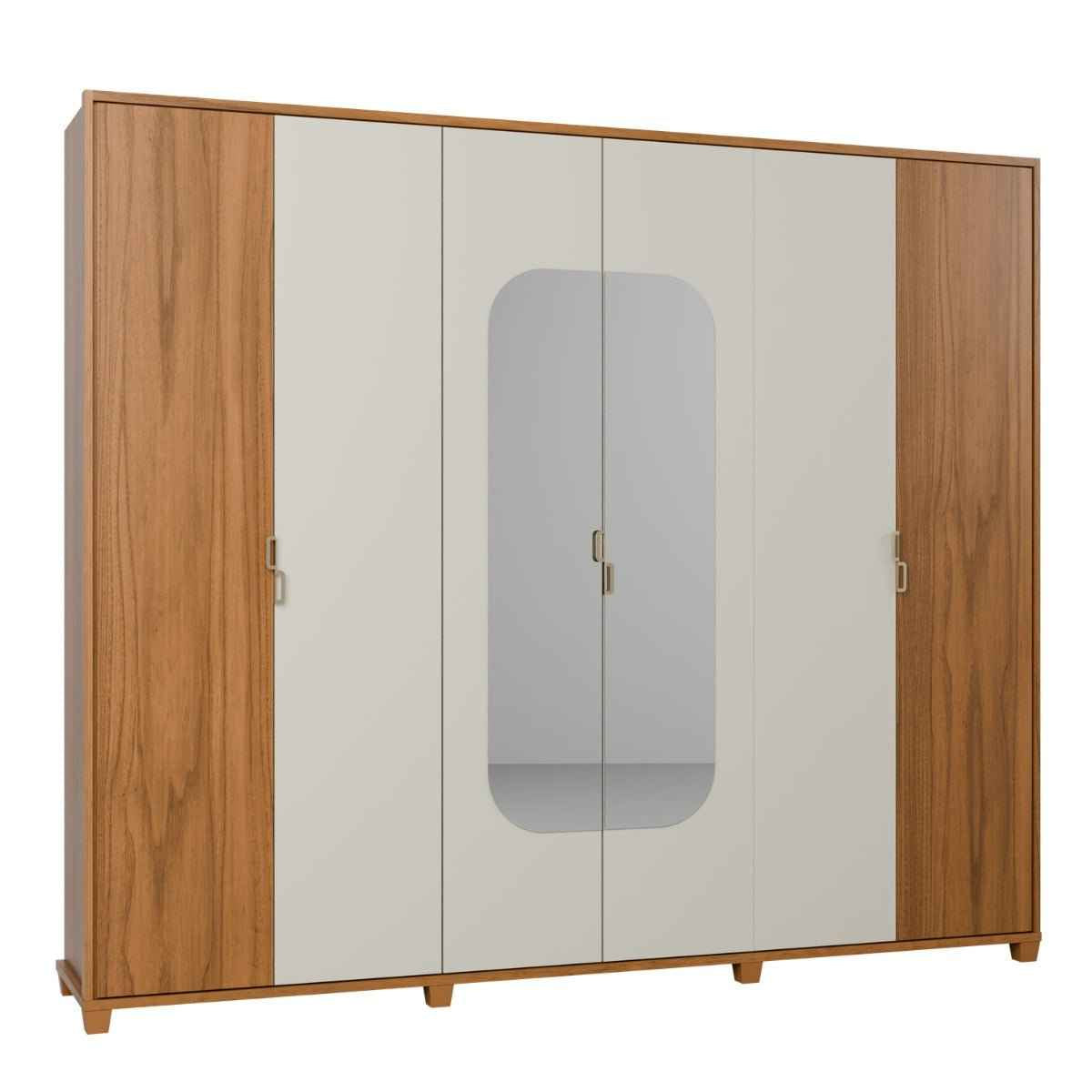 Guarda-Roupa Casal 6 Portas com Espelho 100% MDF Dayton 274cm
