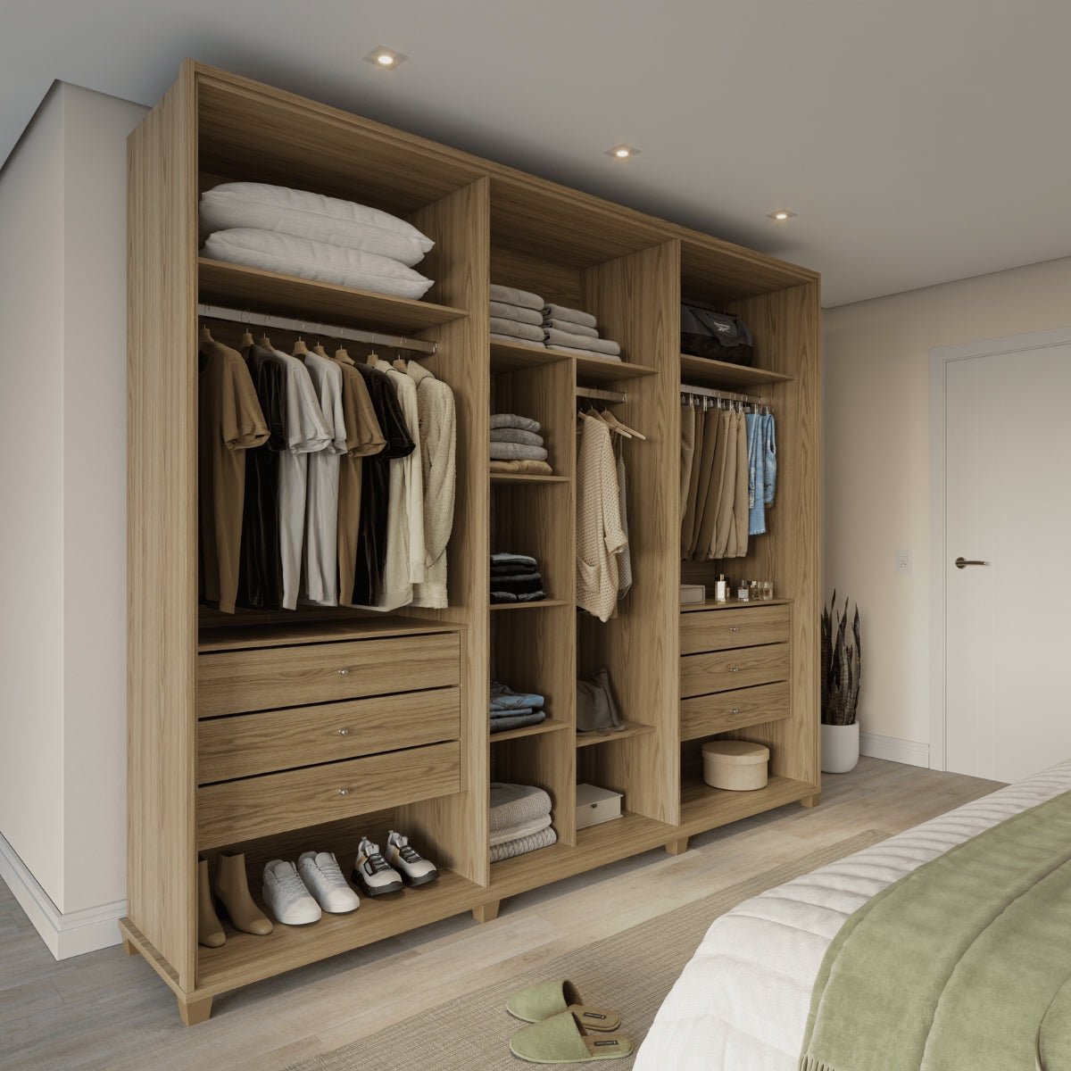 Guarda-Roupa Casal 6 Portas com Espelho 100% MDF Dayton 274cm