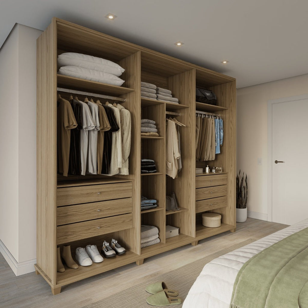 Guarda-Roupa Casal 6 Portas com Espelho 100% MDF Dayton 274cm