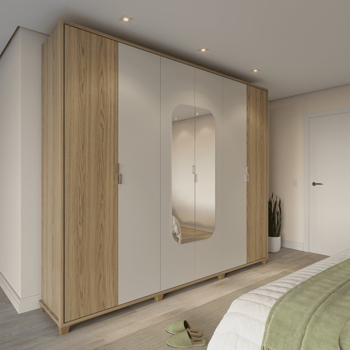 Guarda-Roupa Casal 6 Portas com Espelho 100% MDF Dayton 274cm