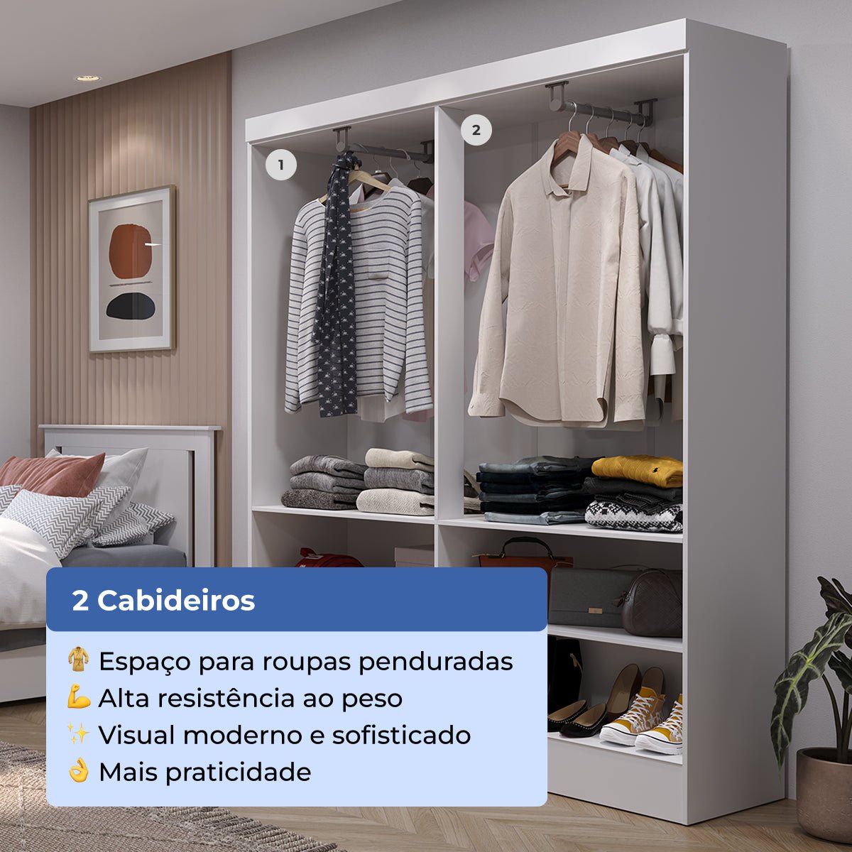 Guarda-Roupa Solteiro 4 Portas 5 Nichos Renzo 135cm
