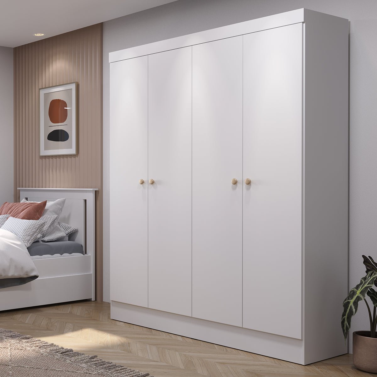 Guarda-Roupa Solteiro 4 Portas 5 Nichos Renzo 135cm