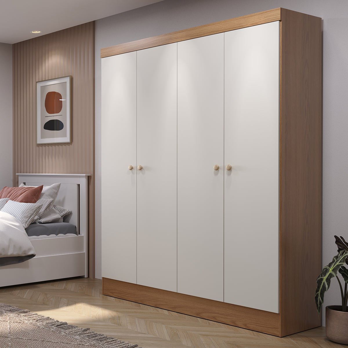 Guarda-Roupa Solteiro 4 Portas 5 Nichos Renzo 135cm