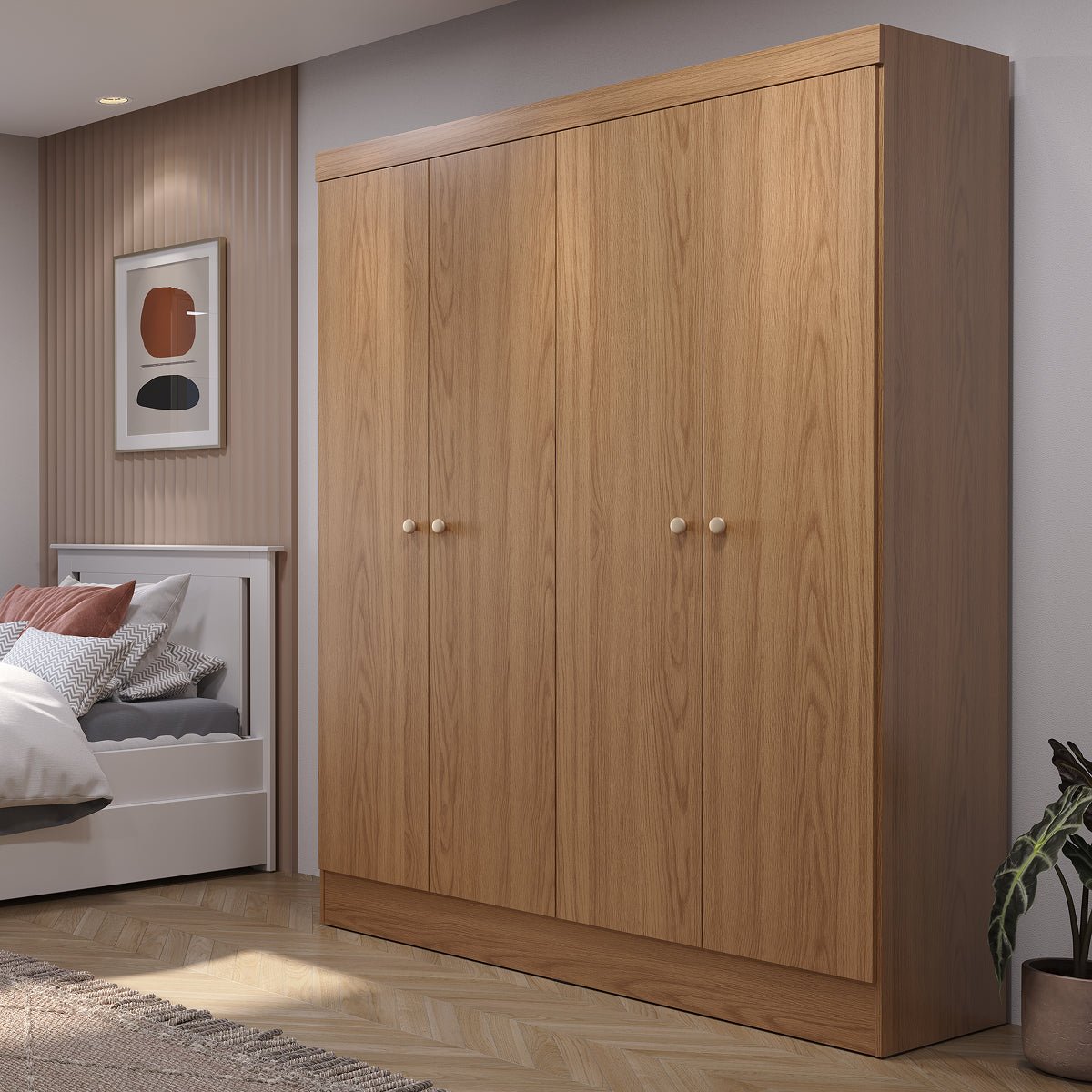 Guarda-Roupa Solteiro 4 Portas 5 Nichos Renzo 135cm