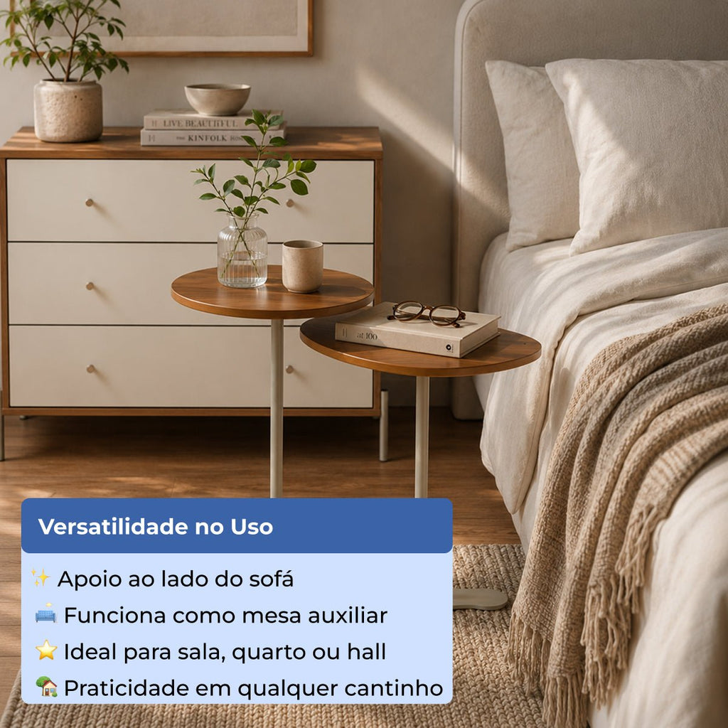 Kit 2 Mesas Laterais Decorativas Botanic Canella com Champanhe