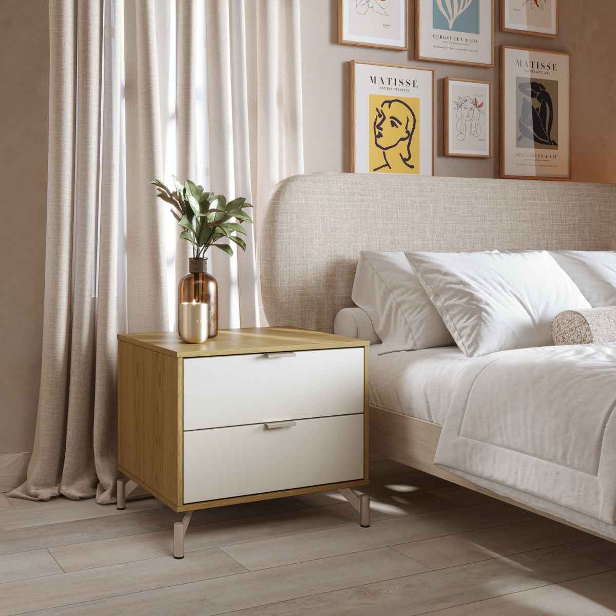 Mesa de Cabeceira 2 Gavetas Glow 60cm