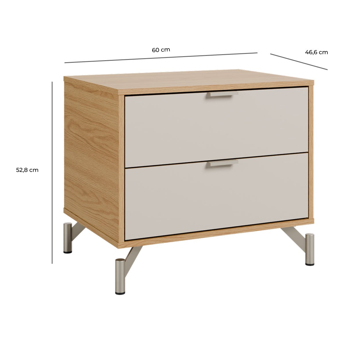 Mesa de Cabeceira 2 Gavetas Glow 60cm