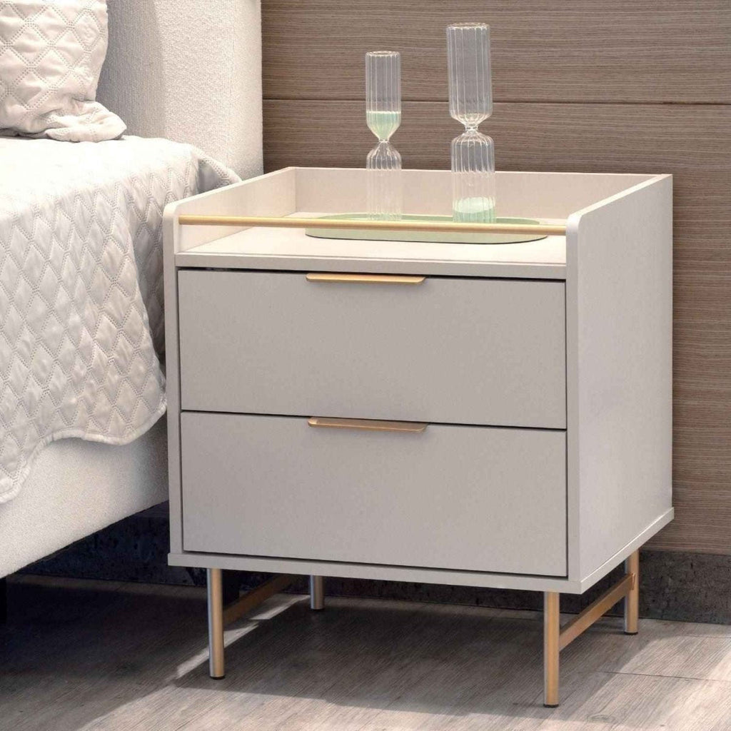 Mesa de Cabeceira 2 Gavetas com LED Yves