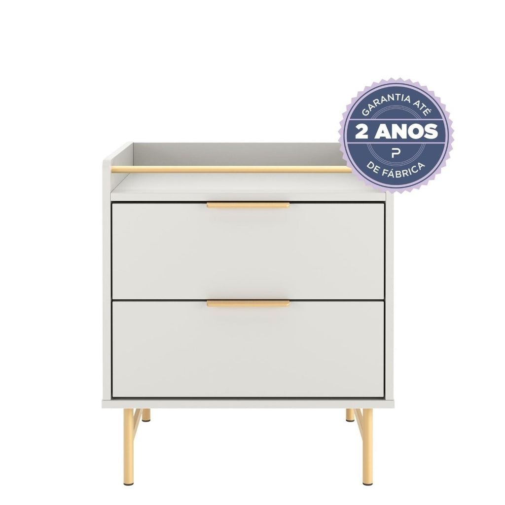 Mesa de Cabeceira 2 Gavetas com LED Yves