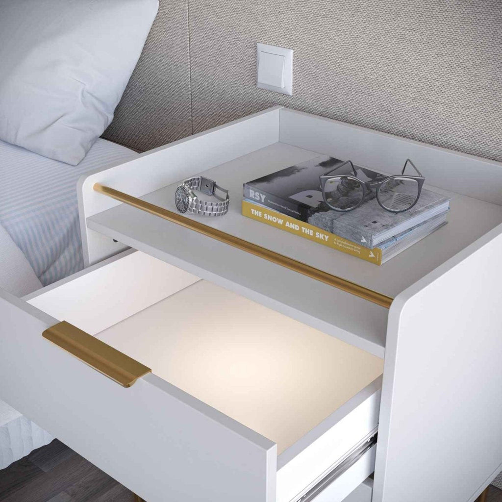 Mesa de Cabeceira 2 Gavetas com LED Yves