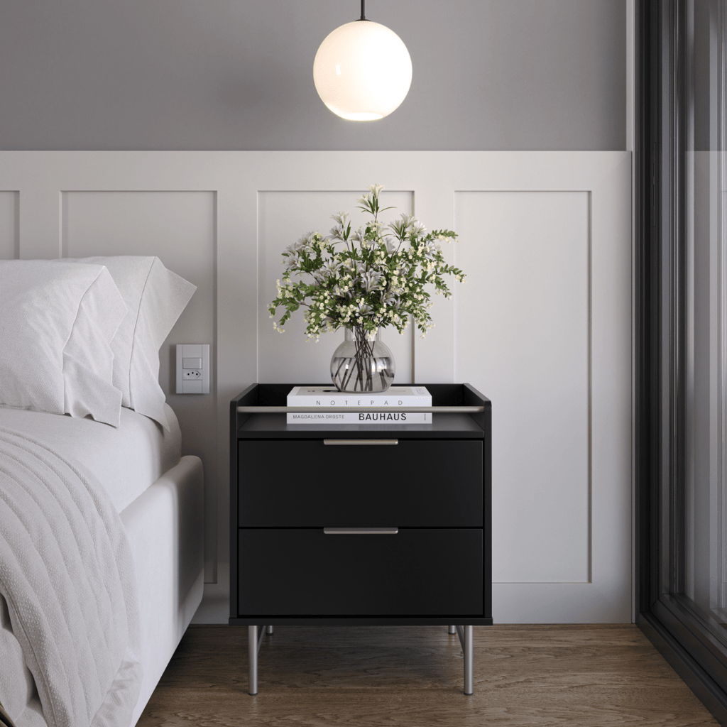 Mesa de Cabeceira 2 Gavetas com LED Yves