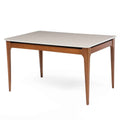 Mesa de Jantar Retangular com Vidro para 4 Lugares Addar 135 cm Natural com Off-White Fosco