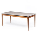 Mesa de Jantar Retangular com Vidro para 6 Lugares Addar 180 cm Natural com Off-White Fosco
