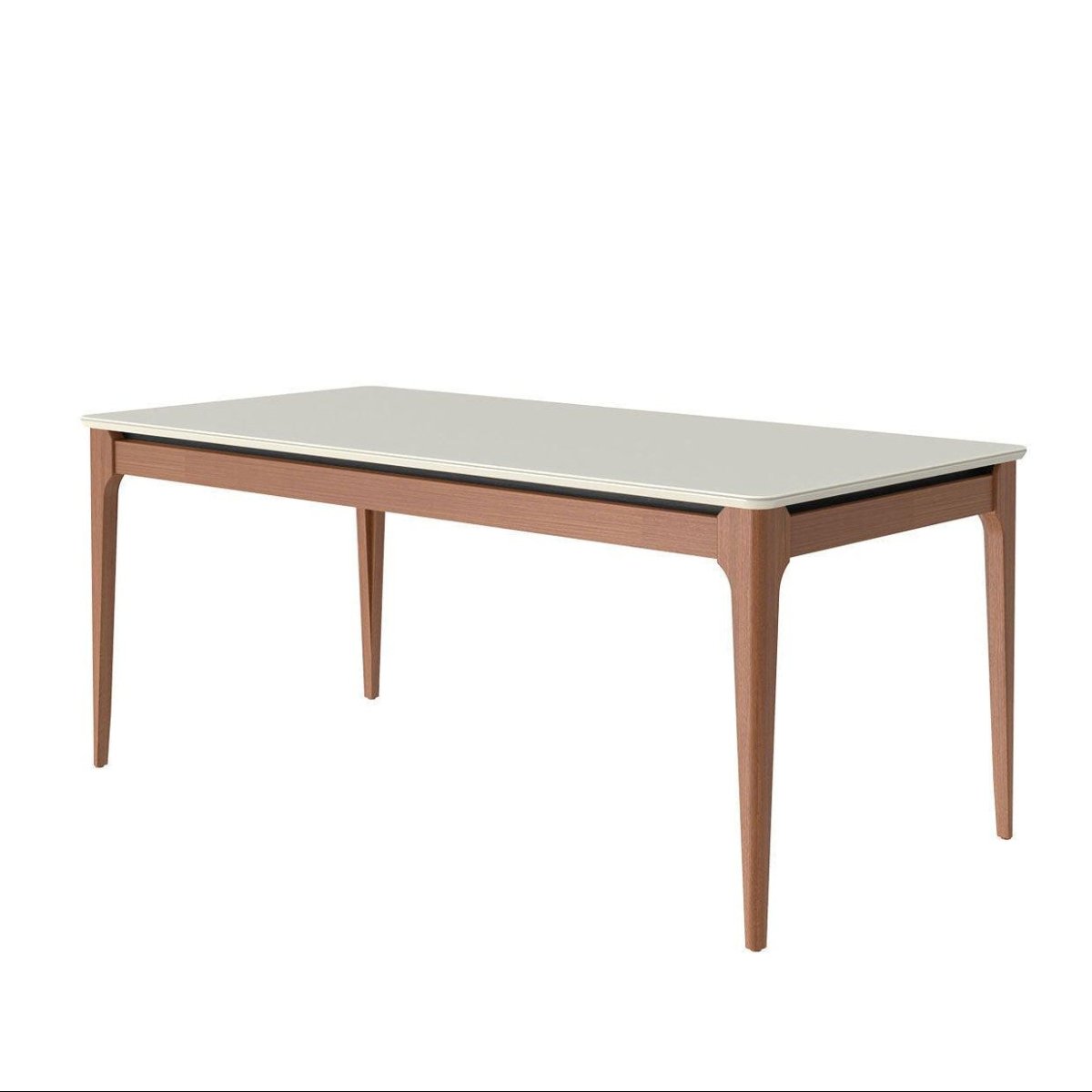 Mesa de Jantar Retangular com Vidro para 6 Lugares Addar 180 cm Natural com Off-White Fosco