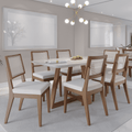 Conjunto de Jantar Mesa Retangular com Vidro Bennett 6 Cadeiras Saga