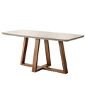 Mesa de Jantar Retangular com Vidro para 6 Lugares Bennett 160cm Natural com Off-White Gloss