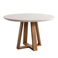 Mesa de Jantar Redonda com Vidro para 4 Lugares Bennett 115cm Natural com Off-White Gloss