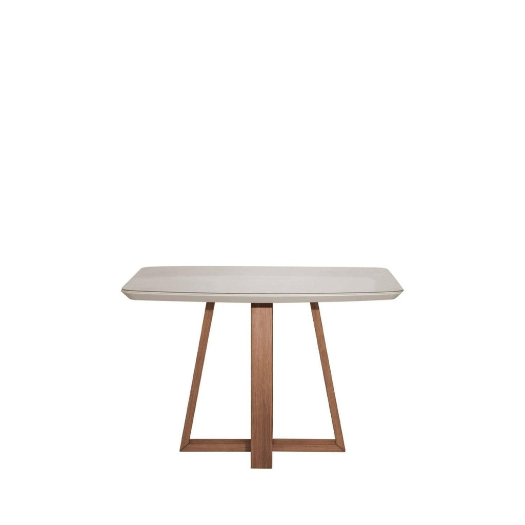 Mesa de Jantar Retangular com Vidro para 4 Lugares Bennett 115cm Natural com Off-White Gloss