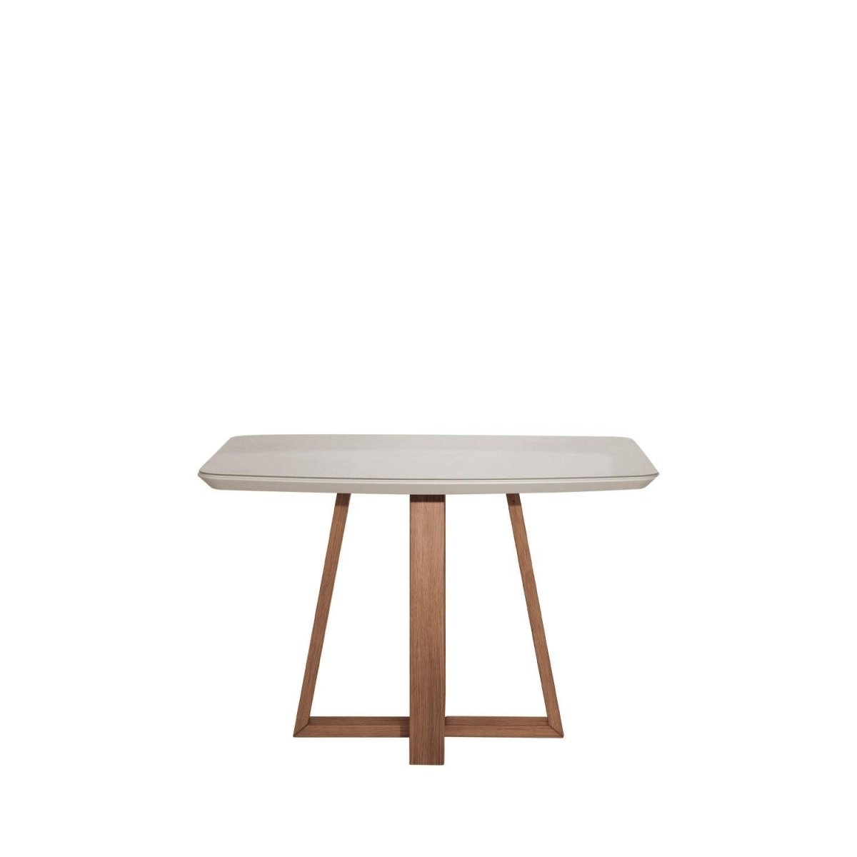 Mesa de Jantar Retangular com Vidro para 4 Lugares Bennett 115cm Natural com Off-White Gloss
