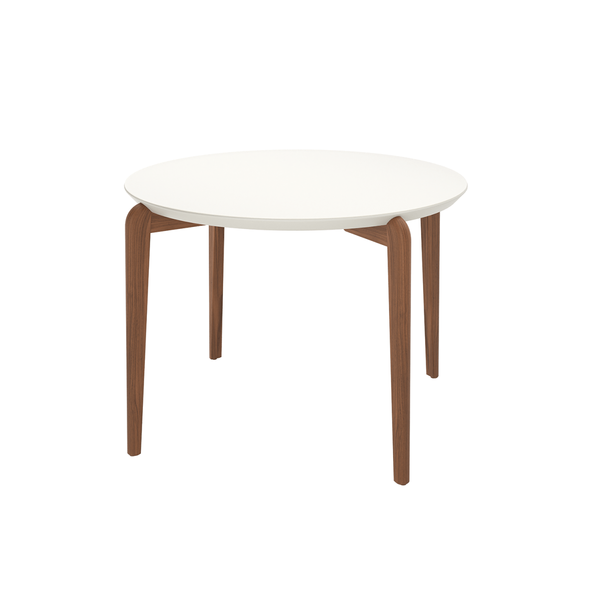Mesa de Jantar Redonda com Vidro para 4 Lugares Donatella 115cm Off-White Fosco com Natural