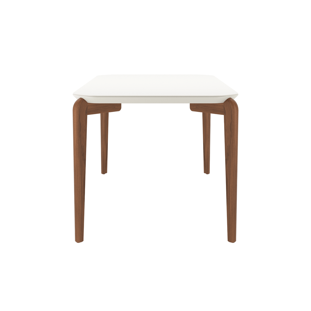 Mesa de Jantar Retangular com Vidro para 6 Lugares Donatella 160cm Off-White Fosco com Natural