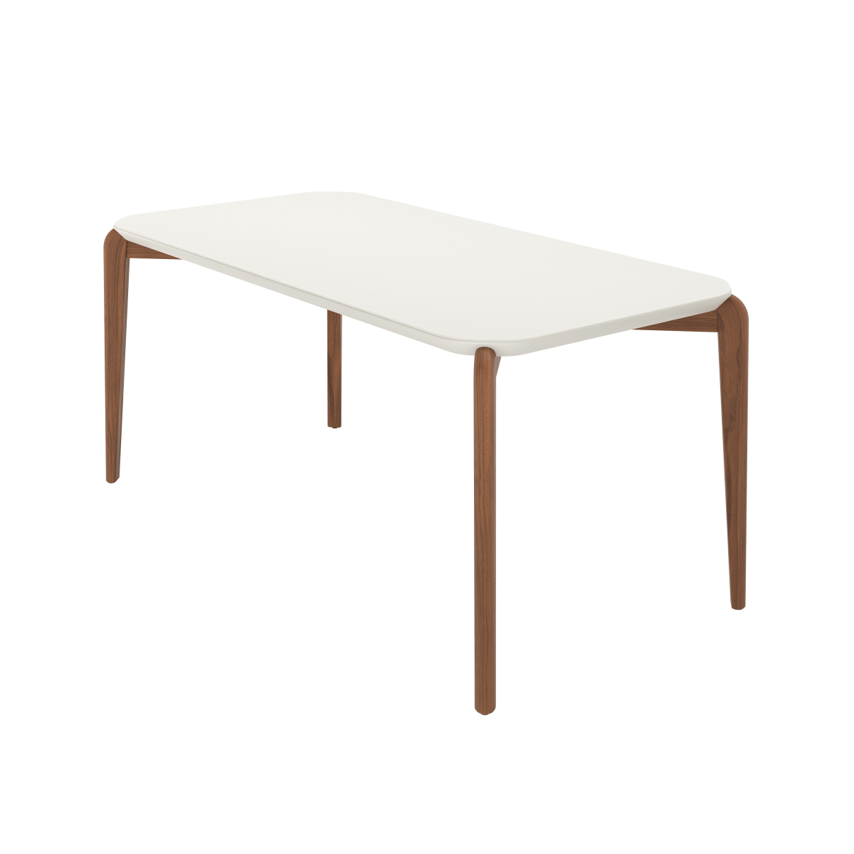 Mesa de Jantar Retangular com Vidro para 6 Lugares Donatella 180cm Off-White Fosco com Natural