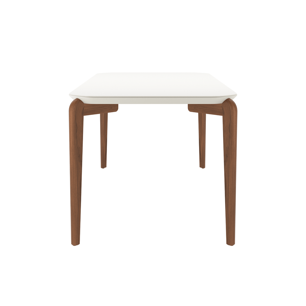 Mesa de Jantar Retangular com Vidro para 6 Lugares Donatella 180cm Off-White Fosco com Natural