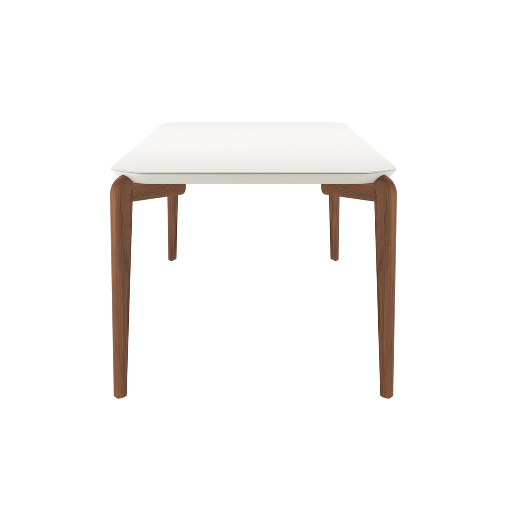 Mesa de Jantar Retangular com Vidro para 8 Lugares Donatella 220cm Off-White Fosco com Natural