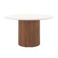 Mesa de Jantar Redonda com Vidro para 6 Lugares Kalina 135cm Off-White Fosco com Canella