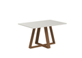 Mesa de Jantar Retangular com Vidro para 4 Lugares Avena 135cm Canella com Off-White Fosco