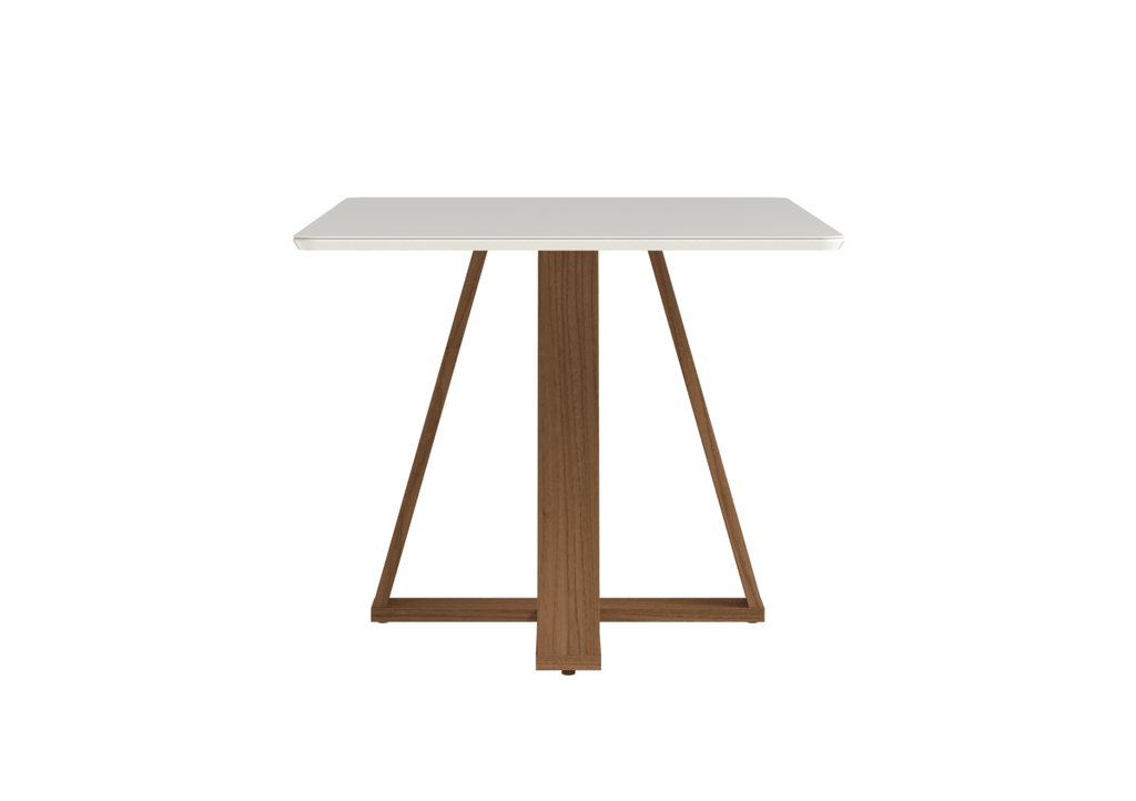 Mesa de Jantar Retangular com Vidro para 4 Lugares Avena 135cm Canella com Off-White Fosco
