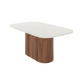 Mesa de Jantar Retangular com Vidro para 6 Lugares Kalina 184cm Off-White Fosco com Canella