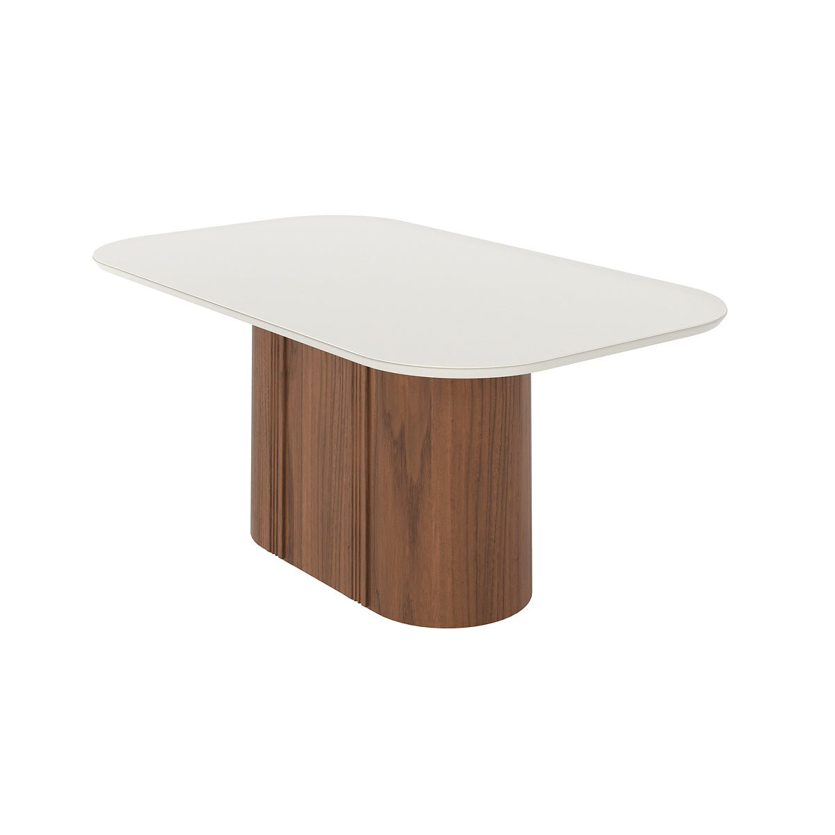 Mesa de Jantar Retangular com Vidro para 6 Lugares Kalina 184cm Off-White Fosco com Canella